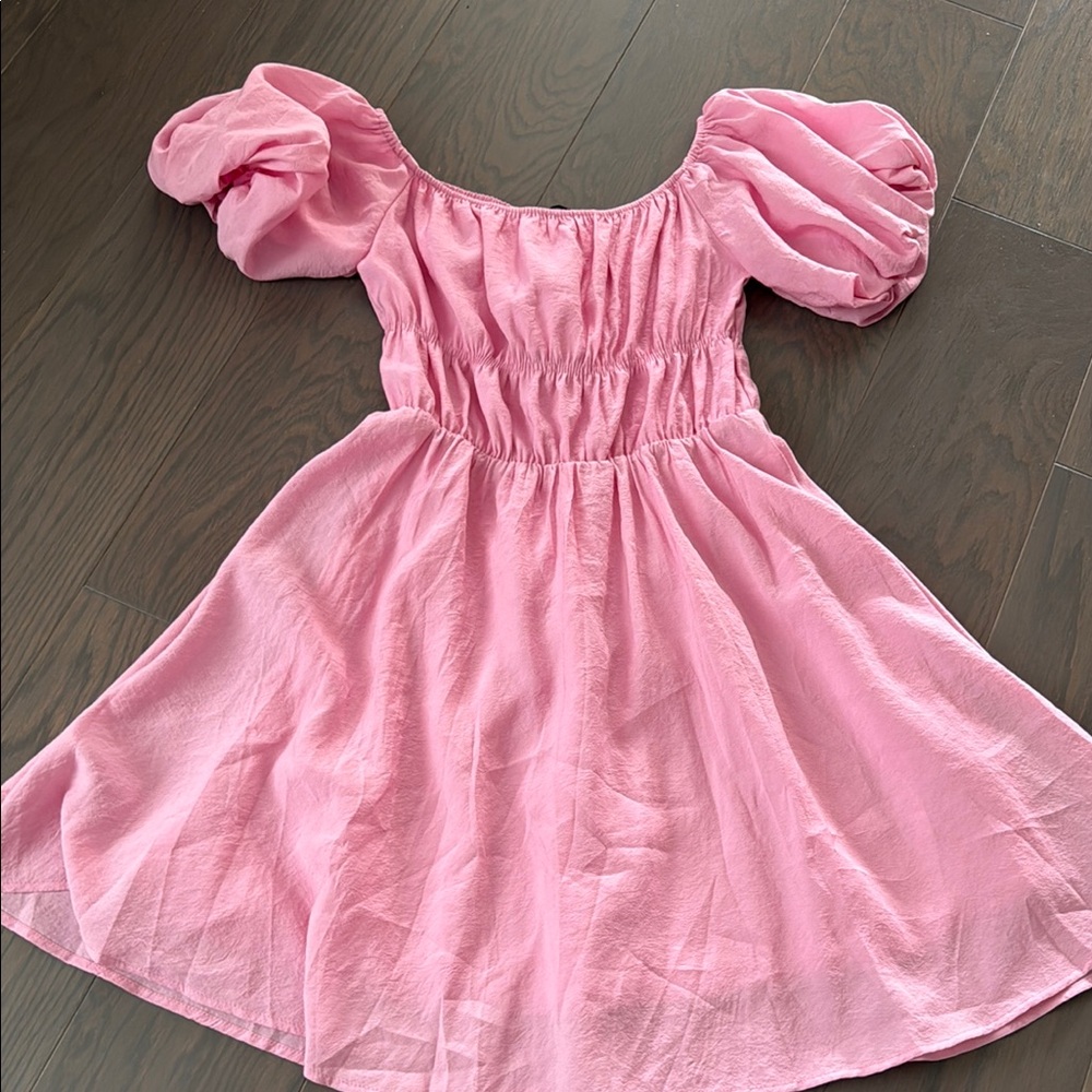 Pink Puff Sleeve Dress